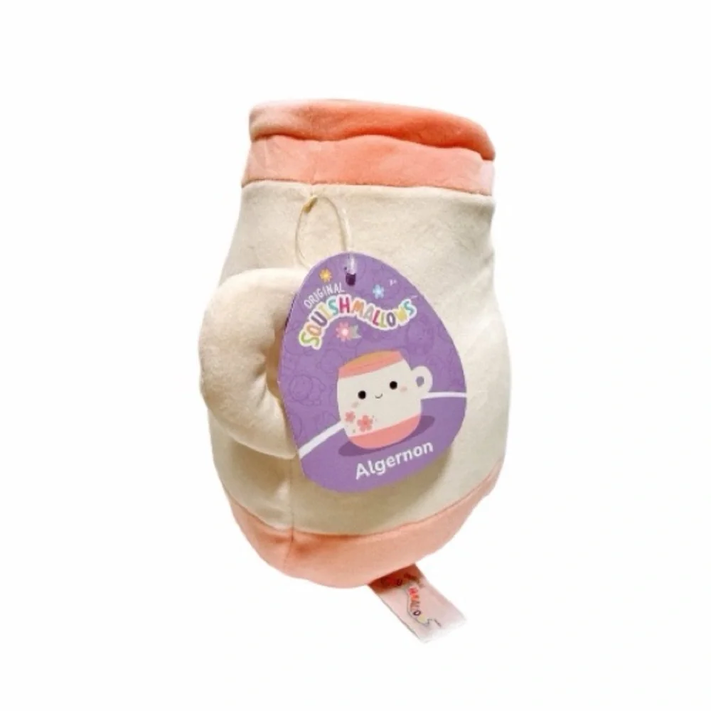 Squishmallow Algernon The Pink And White Sakura Tea Cup NWT